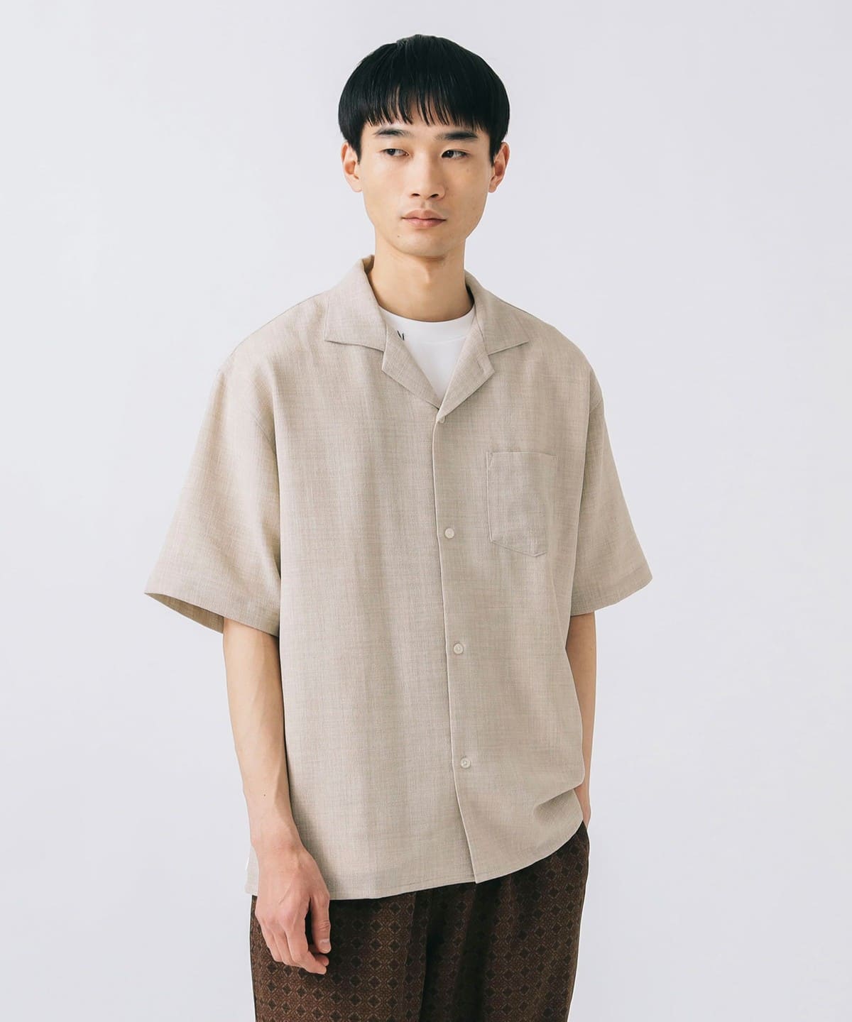 ポリメランジ オープンカラーシャツ(吸水速乾) シャツ・ブラウス MEN BEIGE L ポリメランジ オープンカラーシャツ(吸水速乾) シャツ・ブラウス MEN BEIGE L