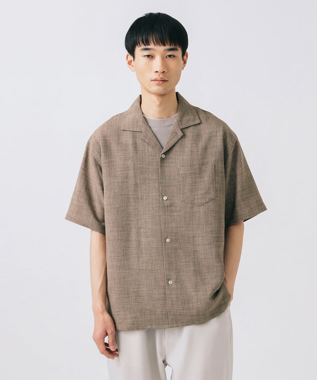 ポリメランジ オープンカラーシャツ(吸水速乾) シャツ・ブラウス MEN MOCHA S ポリメランジ オープンカラーシャツ(吸水速乾) シャツ・ブラウス MEN MOCHA S