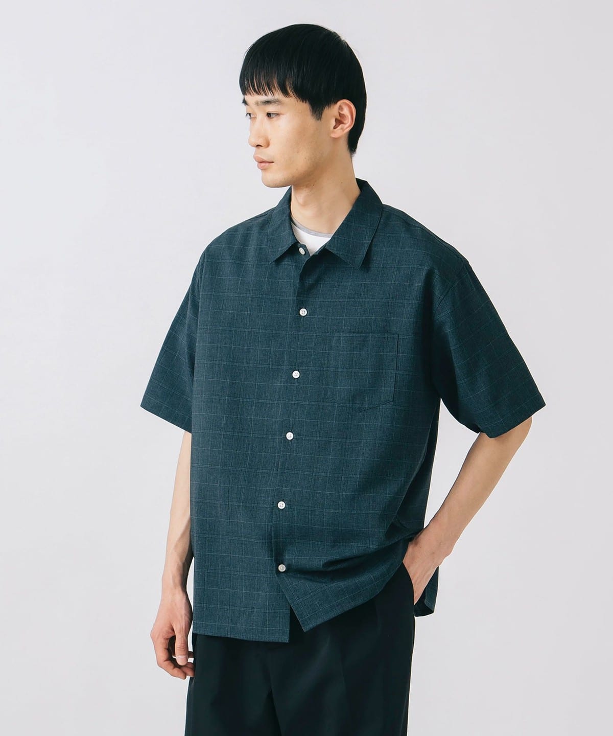 ポリトロ チェック シャツ (吸水速乾・接触冷感) シャツ・ブラウス MEN NAVY M ポリトロ チェック シャツ (吸水速乾・接触冷感) シャツ・ブラウス MEN NAVY M