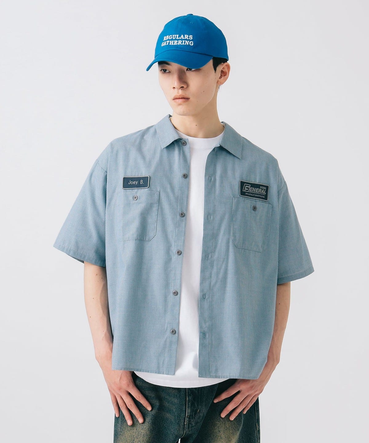 GMS ミニチェック ワークシャツ シャツ・ブラウス MEN BLUE S GMS ミニチェック ワークシャツ シャツ・ブラウス MEN BLUE S