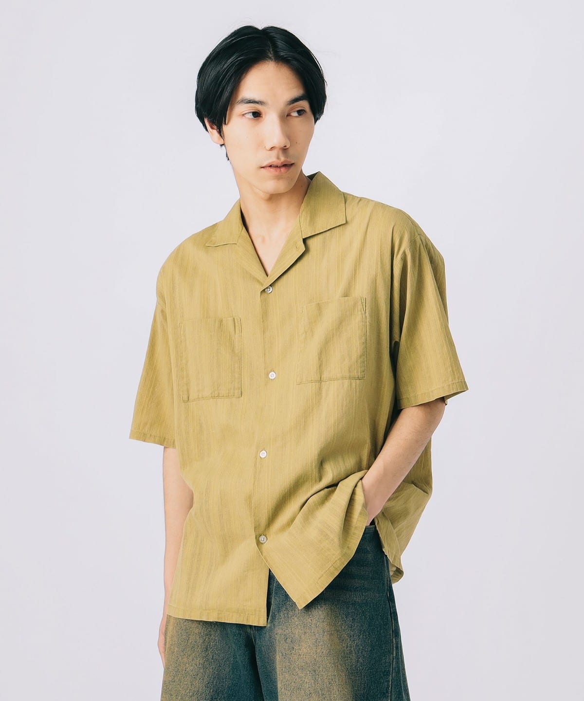 フェード ドビー オープンカラー シャツ シャツ・ブラウス MEN MUSTARD L フェード ドビー オープンカラー シャツ シャツ・ブラウス MEN MUSTARD L