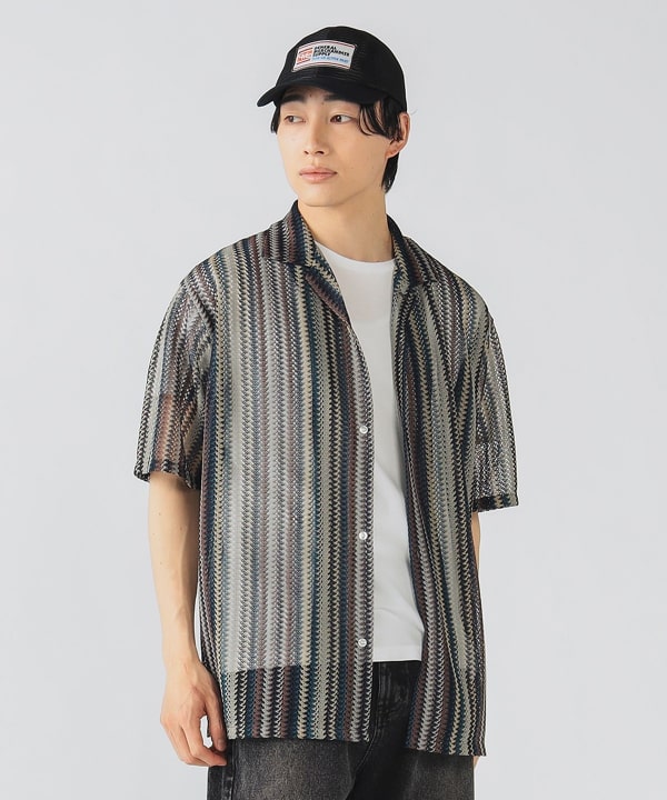 BEAMS HEART（ビームス ハート）ストライプ レース ショートスリーブ