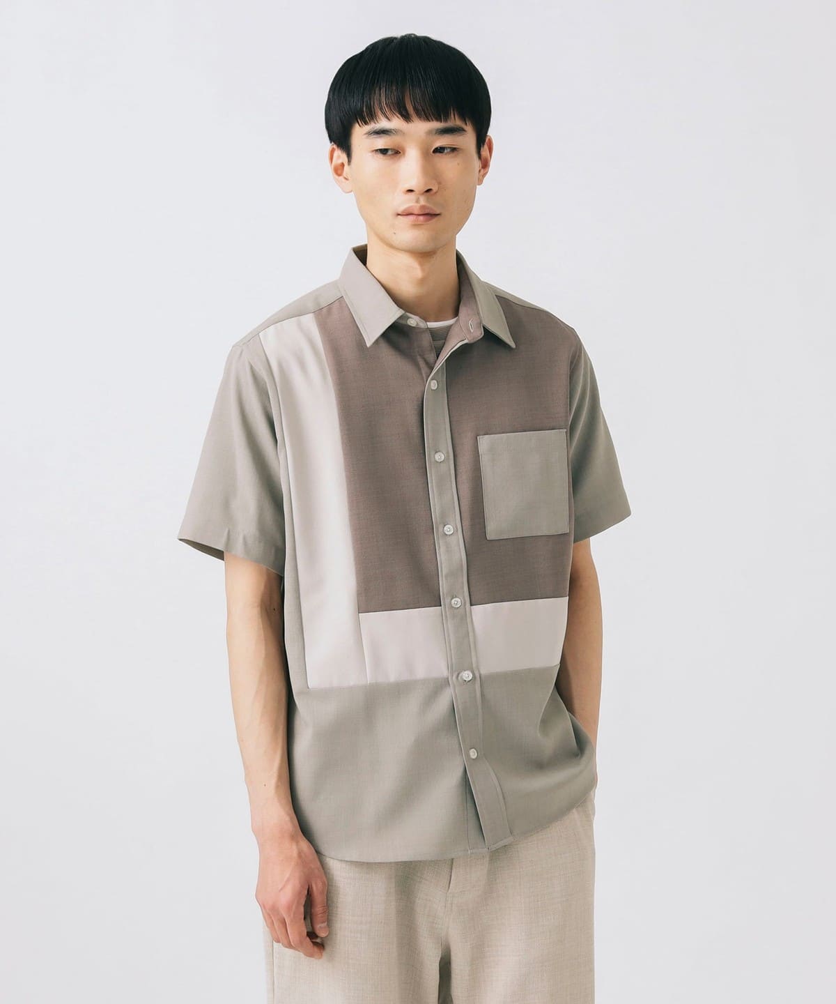 ポリエステル パッチ ショートスリーブシャツ シャツ・ブラウス MEN BROWN S ポリエステル パッチ ショートスリーブシャツ シャツ・ブラウス MEN BROWN S