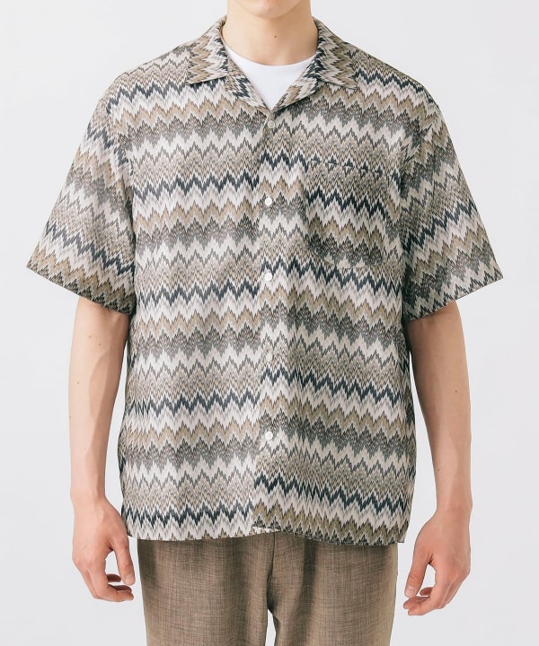 BEAMS HEART（ビームス ハート）プリント カラミ オープンカラーシャツ