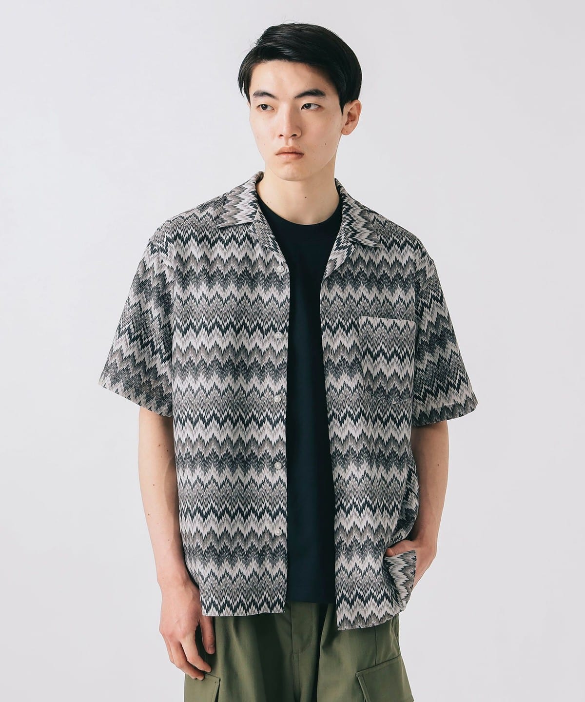 プリント カラミ オープンカラーシャツ シャツ・ブラウス MEN OLIVE M プリント カラミ オープンカラーシャツ シャツ・ブラウス MEN OLIVE M