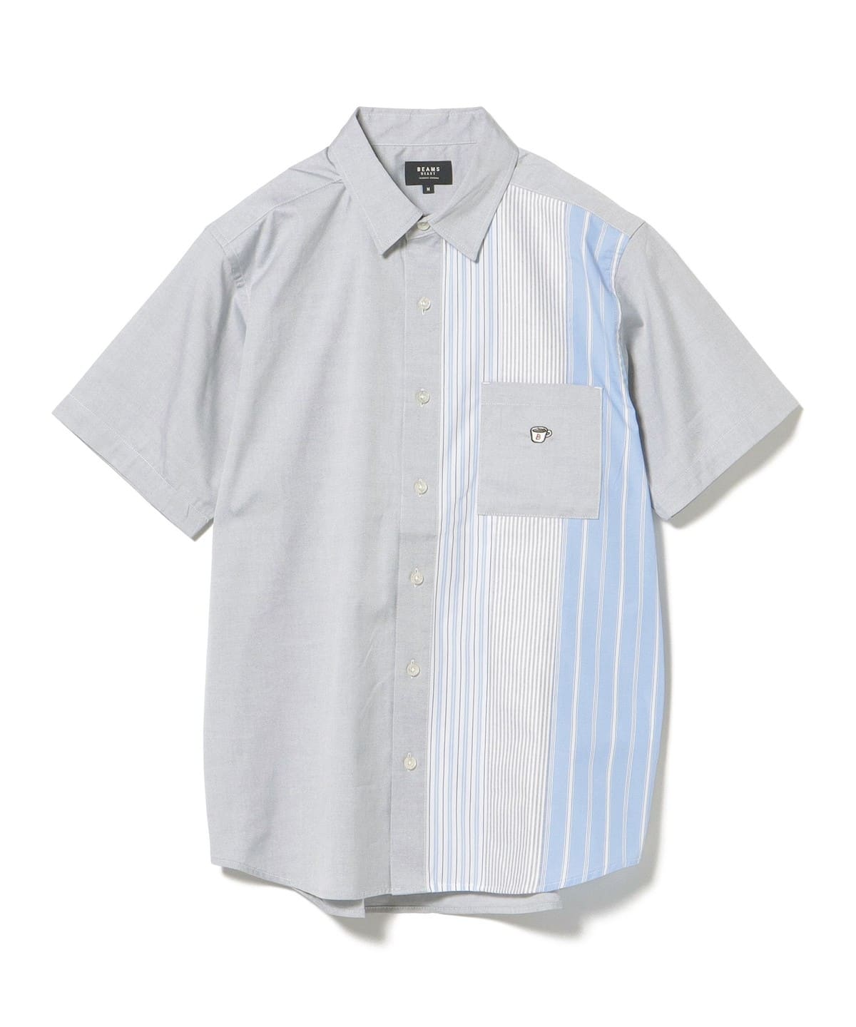 【6/5新規値下げ】コーヒー刺繍 ストライプ オックス ショートスリーブ シャツ シャツ・ブラウス MEN GREY M 【6/5新規値下げ】コーヒー刺繍 ストライプ オックス ショートスリーブ シャツ シャツ・ブラウス MEN GREY M