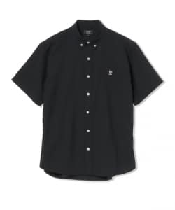 コーヒー刺繍 オックス調 ボタンダウンシャツ（吸水速乾・接触冷感）