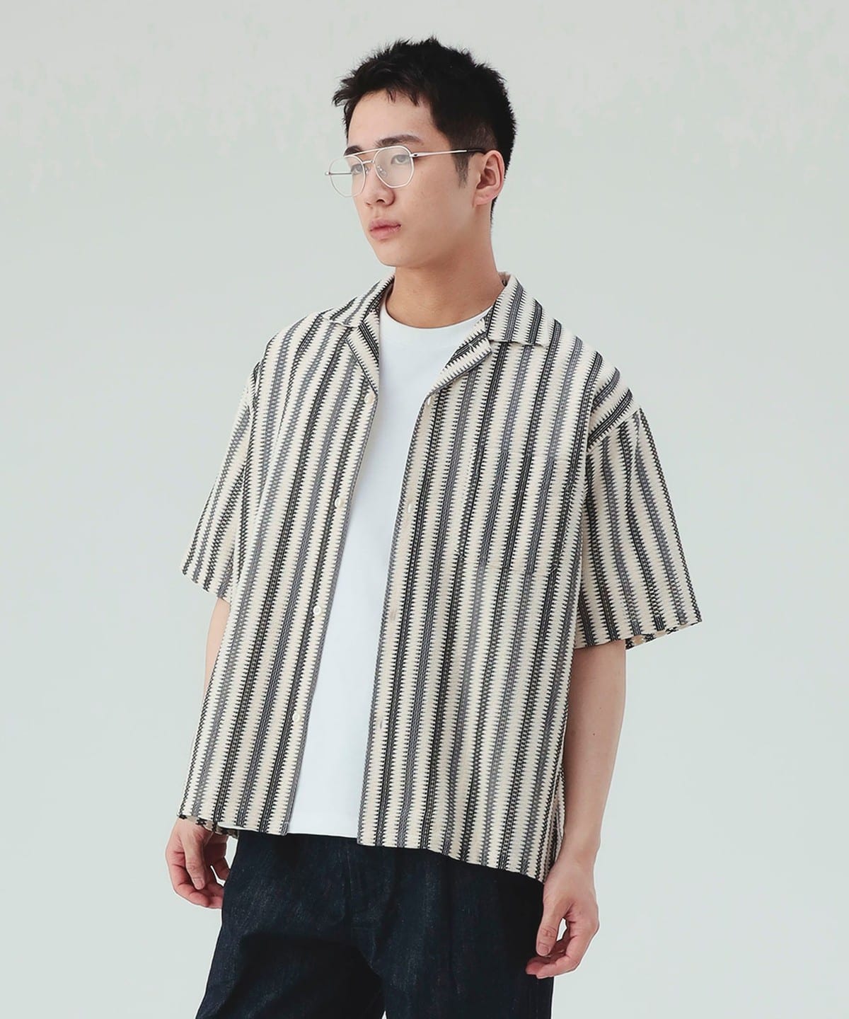 BEAMS HEART（ビームス ハート）ストライプ メッシュレース オープン