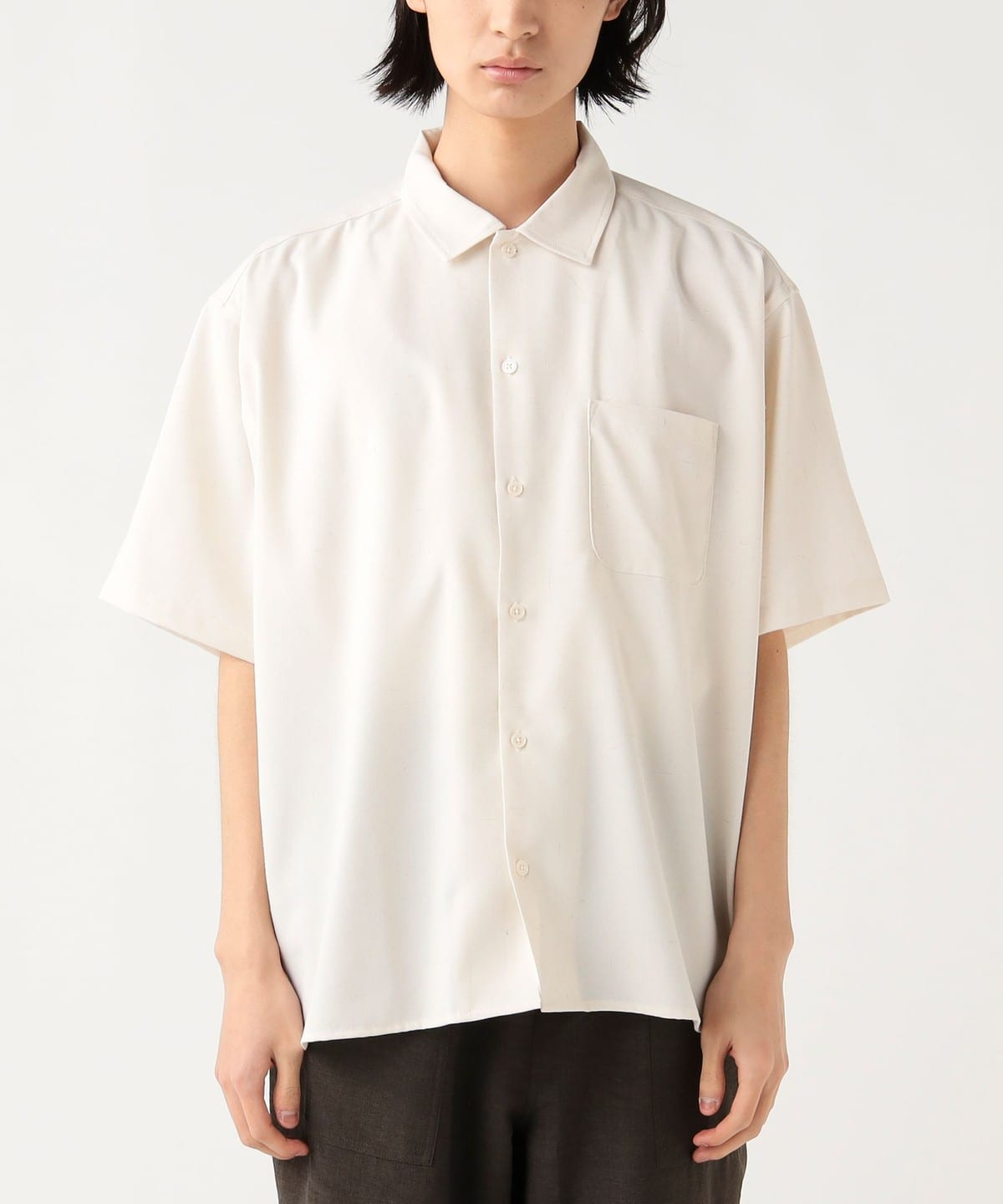 BEAMS GOLF 半袖シャツ ホワイト コンパクト裏毛 プルオーバー 42010099639_D_7.jpg