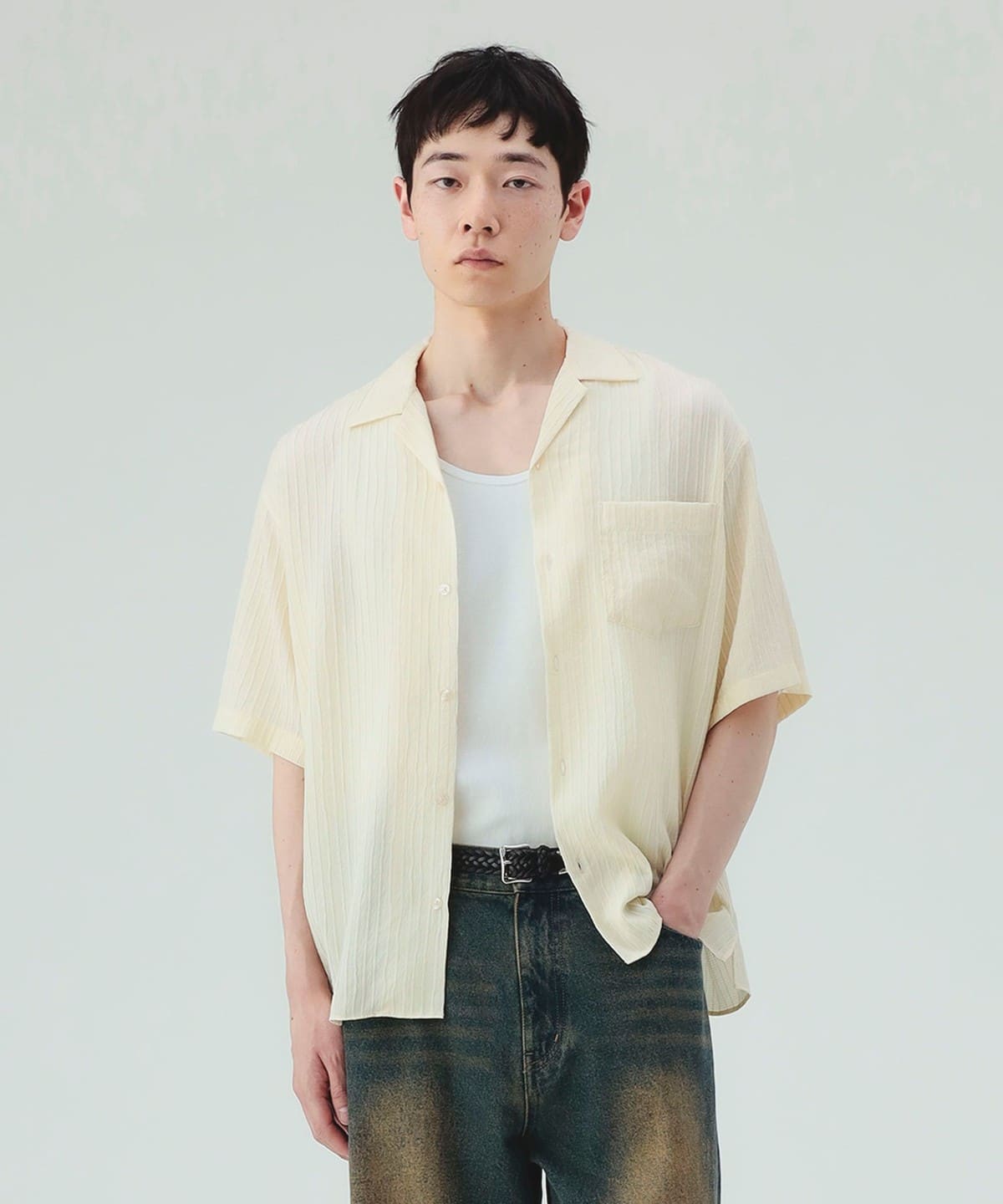 �^�b�N �X�g���C�v �k�� �I�[�v���J���[ �V���c �V���c�E�u���E�X MEN LIGHT YELLOW S