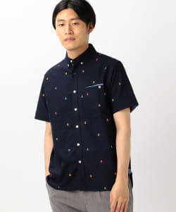 BEAMS HEART / スカル刺繍 半袖シャツ