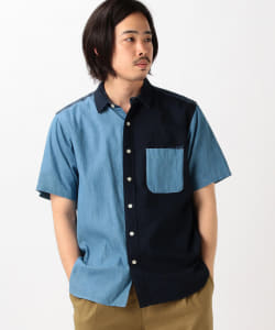 BEAMS HEART / デニム コンビ ショートスリーブシャツ