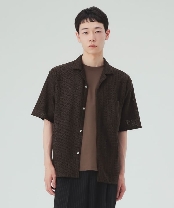 【降價8/6】 網眼蕾絲開領襯衫 [H:183cm C:91 W:70 H:92 Size:L]