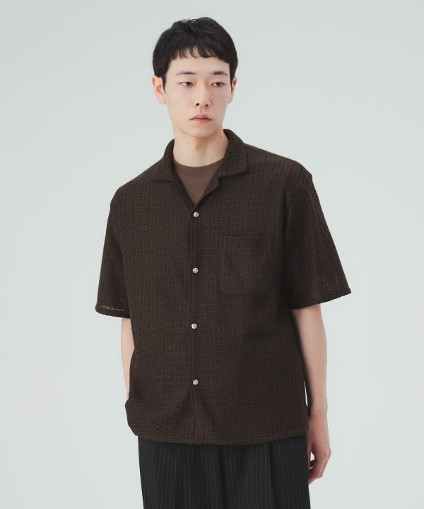 【降價8/6】 網眼蕾絲開領襯衫 [H:183cm C:91 W:70 H:92 Size:L]