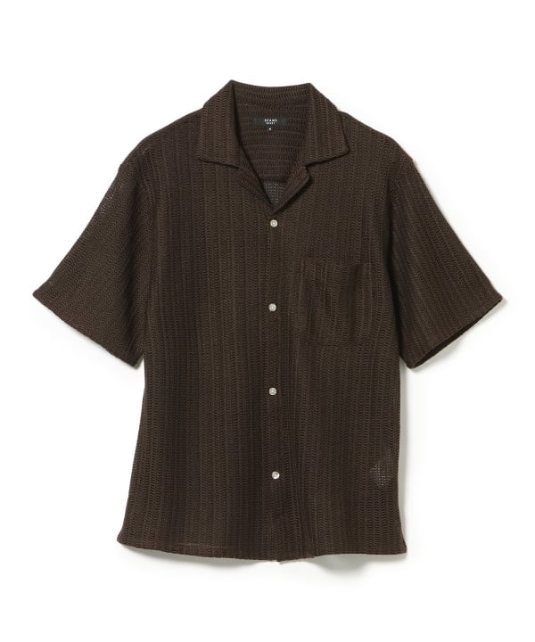 BEAMS HEART（ビームス ハート）メッシュレース オープンカラーシャツ