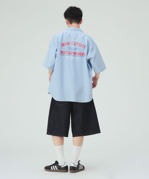 【10%OFFクーポン対象】モーターサイクル 刺繍 リラックス ショートスリーブ シャツ [H:183cm C:80 W:68 H:89.5 Size:L]