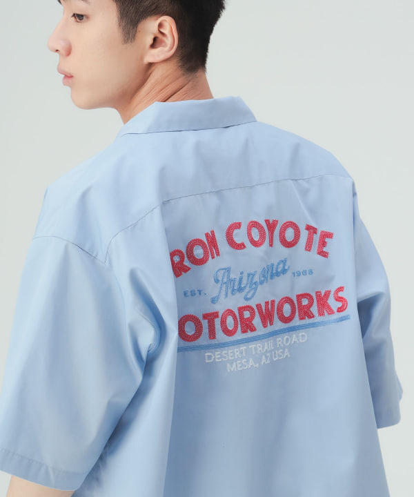 【10%OFFクーポン対象】モーターサイクル 刺繍 リラックス ショートスリーブ シャツ [H:183cm C:80 W:68 H:89.5 Size:L]