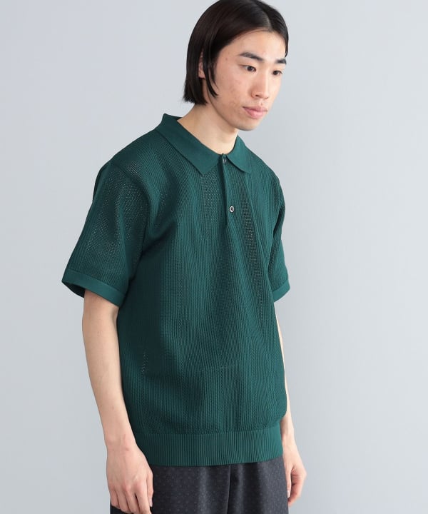 BEAMS（ビームス）7ゲージ ボーダー ラガー ニットポロシャツ