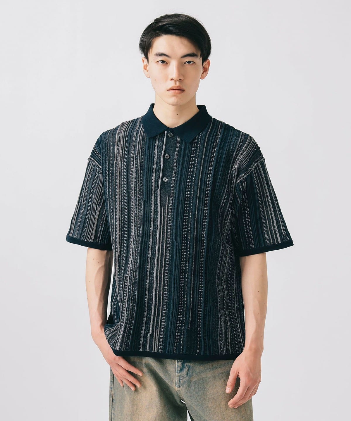 レトロ ジャカード ポロシャツ シャツ・ブラウス MEN NAVY S レトロ ジャカード ポロシャツ シャツ・ブラウス MEN NAVY S