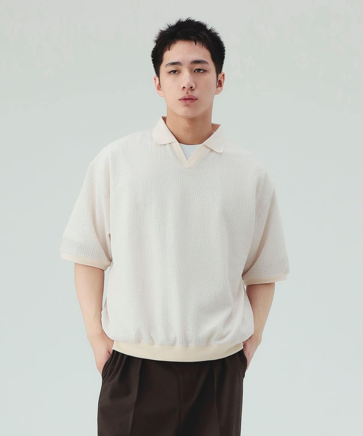 BEAMS HEART（ビームス ハート）メッシュ スキッパー ポロシャツ