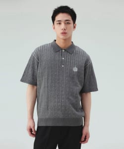ケーブル エンブレム ニット ポロシャツ