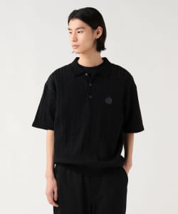 ケーブル エンブレム ニット ポロシャツ