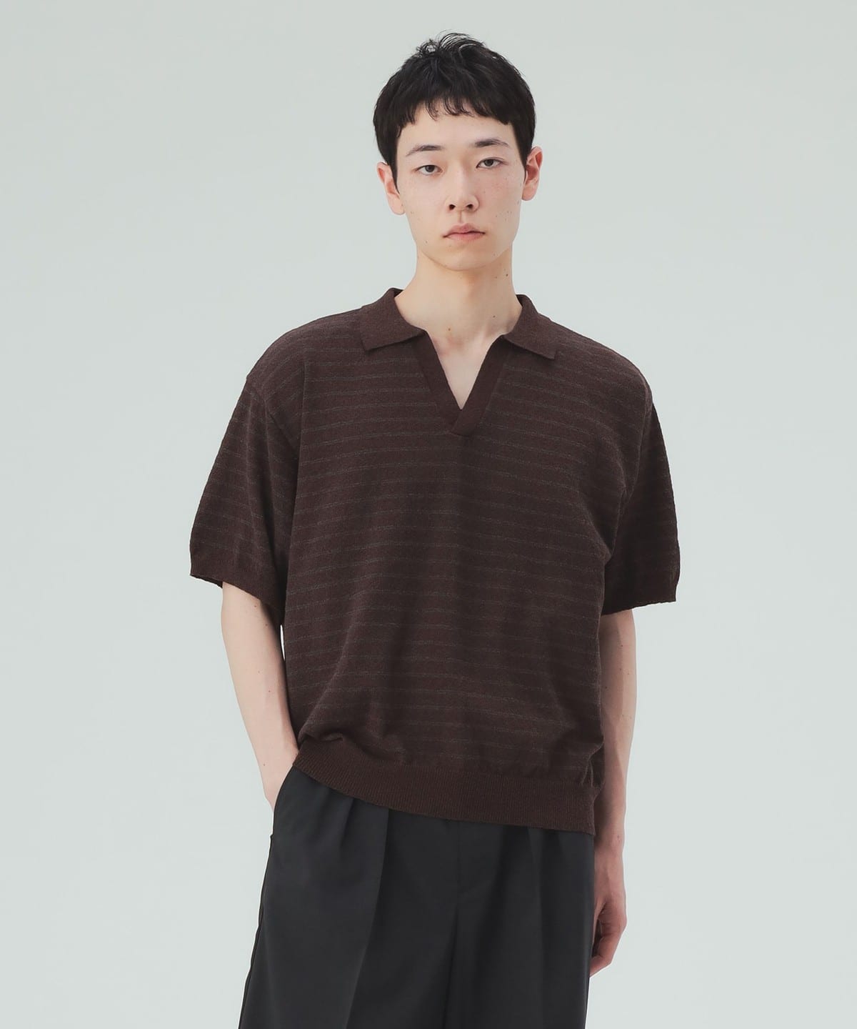 【BEAMS GOLF】 カシミヤ100% スキッパー ボーダーニット XL BEAMS HEART（ビームス ハート）ブークレ ボーダー スキッパー ニット