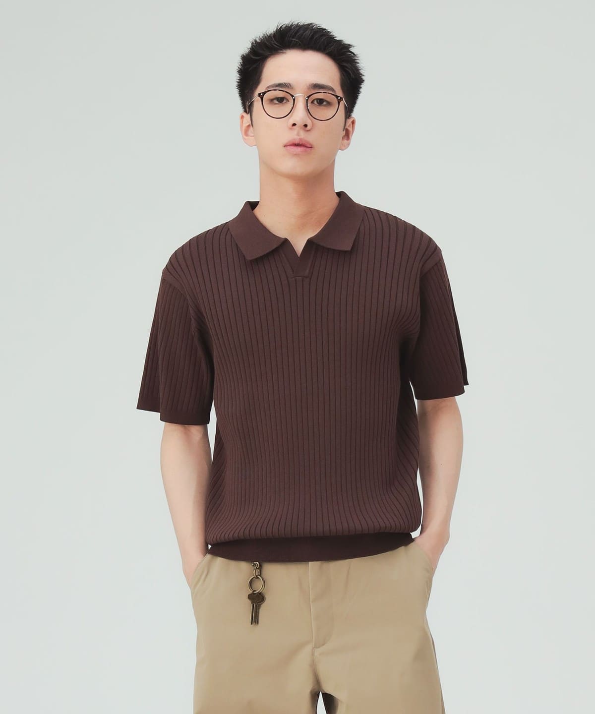 BEAMS HEART（ビームス ハート）スキッパー ニットポロシャツ（シャツ