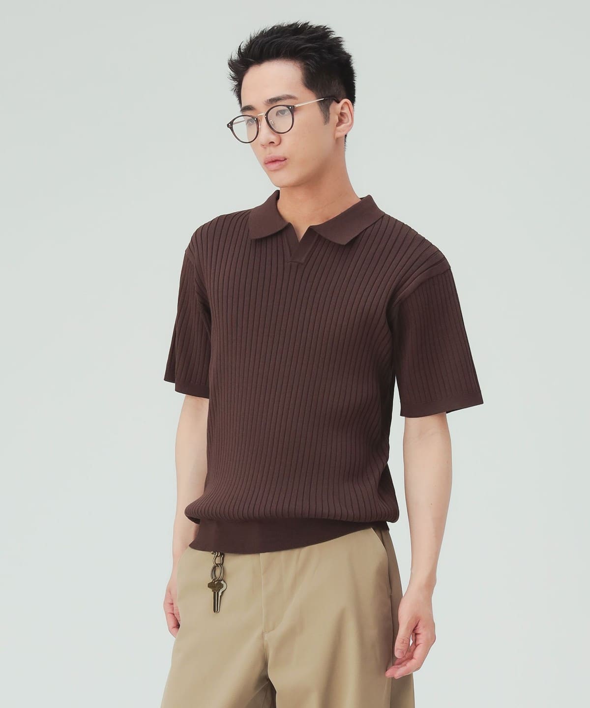 BEAMS HEART（ビームス ハート）スキッパー ニットポロシャツ（シャツ