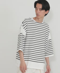 BEAMS HEART / 5分袖 バスクボーダー ビッグTシャツ