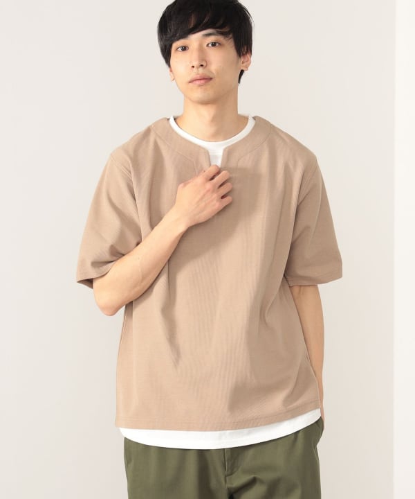 45R ビーズネックレスプリントのビッグスリットTシャツ 45R ビーズネックレスプリントのビッグスリットTシャツ