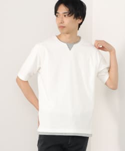 接触冷感 キーネック フェイクレイヤード Tシャツ