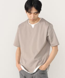 接触冷感 キーネック フェイクレイヤード Tシャツ