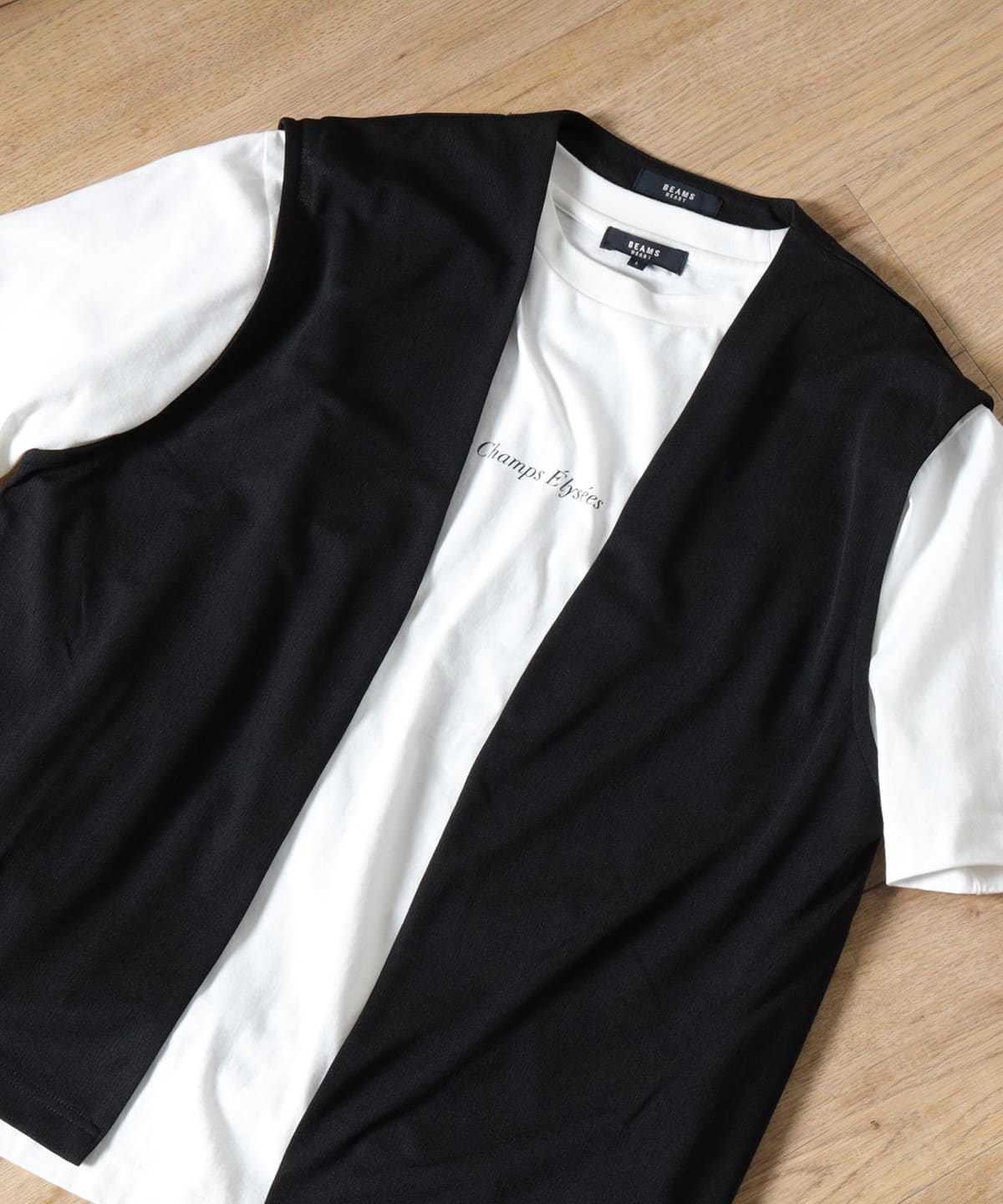 梨地 ベスト(ショートスリーブ Tシャツセット) Tシャツ・カットソー MEN BLACK S 梨地 ベスト(ショートスリーブ Tシャツセット) Tシャツ・カットソー MEN BLACK S
