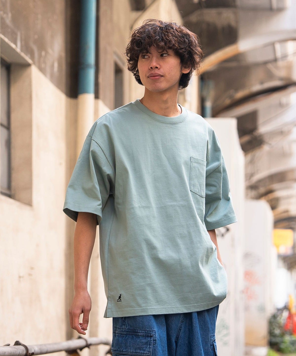 【EXCLUSIVE】KANGOL カンゴール / ワンポイント ビッグ Tシャツ Tシャツ・カットソー MEN SMOKE GREEN L 【EXCLUSIVE】KANGOL カンゴール / ワンポイント ビッグ Tシャツ Tシャツ・カットソー MEN SMOKE GREEN L