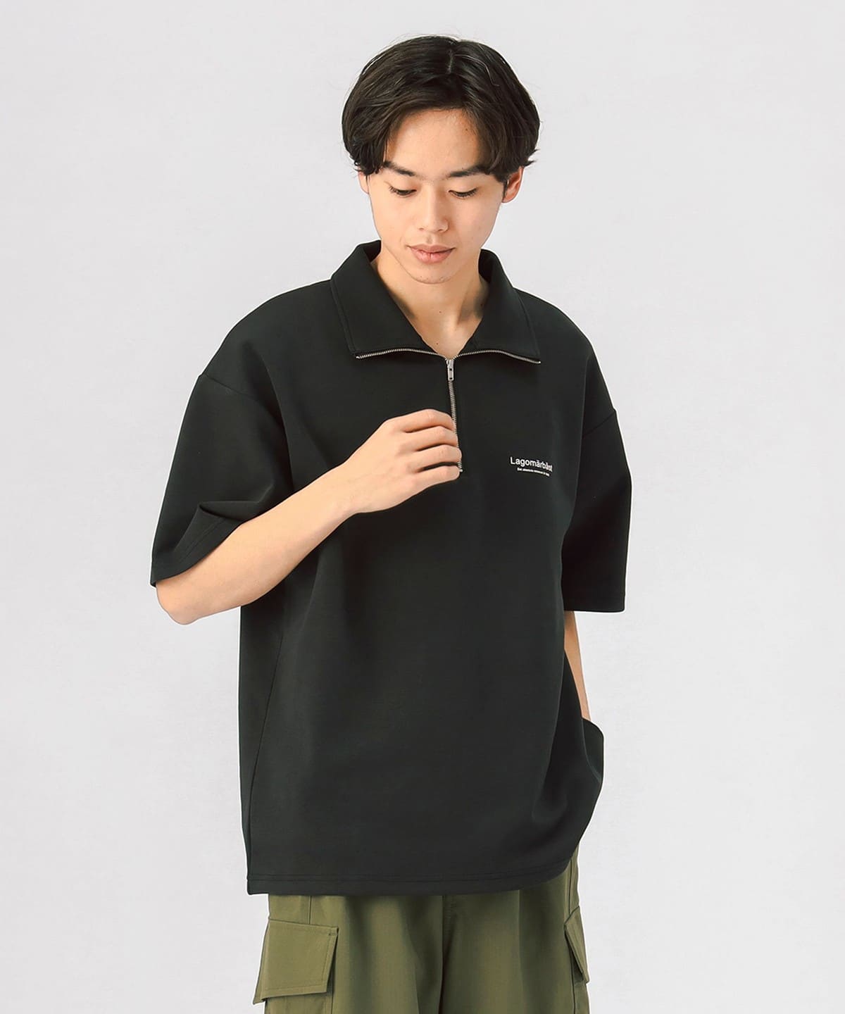 ダンボール ハーフジップ(吸水速乾・毛玉軽減) Tシャツ・カットソー MEN BLACK L ダンボール ハーフジップ(吸水速乾・毛玉軽減) Tシャツ・カットソー MEN BLACK L