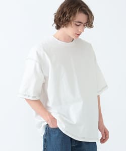 BEAMS HEART / 男裝 配色縫線 直條紋 短袖 T恤