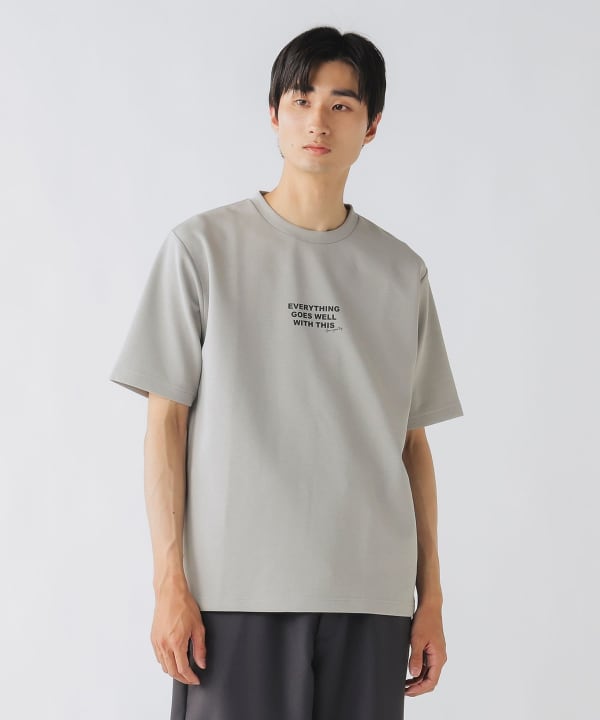 【極美品】　45R レーヨンダンプの小紋プリントTシャツ　総柄　ベージュ 極美品】 45R レーヨンダンプの小紋プリントTシャツ 総柄 ベージュ