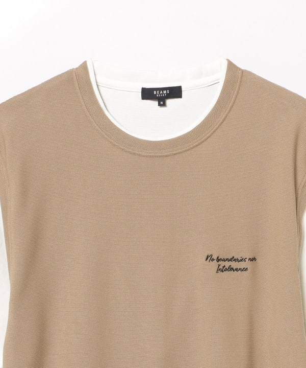 BEAMS HEART（ビームス ハート）刺繍 ベストフェイクレイヤー T