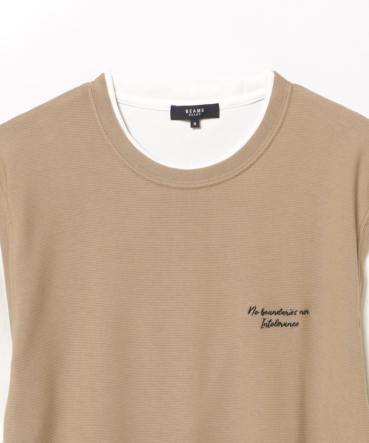 BEAMS HEART（ビームス ハート）刺繍 ベストフェイクレイヤー Tシャツ