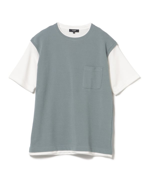 爽やかな抜け感◎【HERMES】Ombre ポケットTシャツ BEAMS HEART（ビームス ハート）リップル フェイクレイヤード T