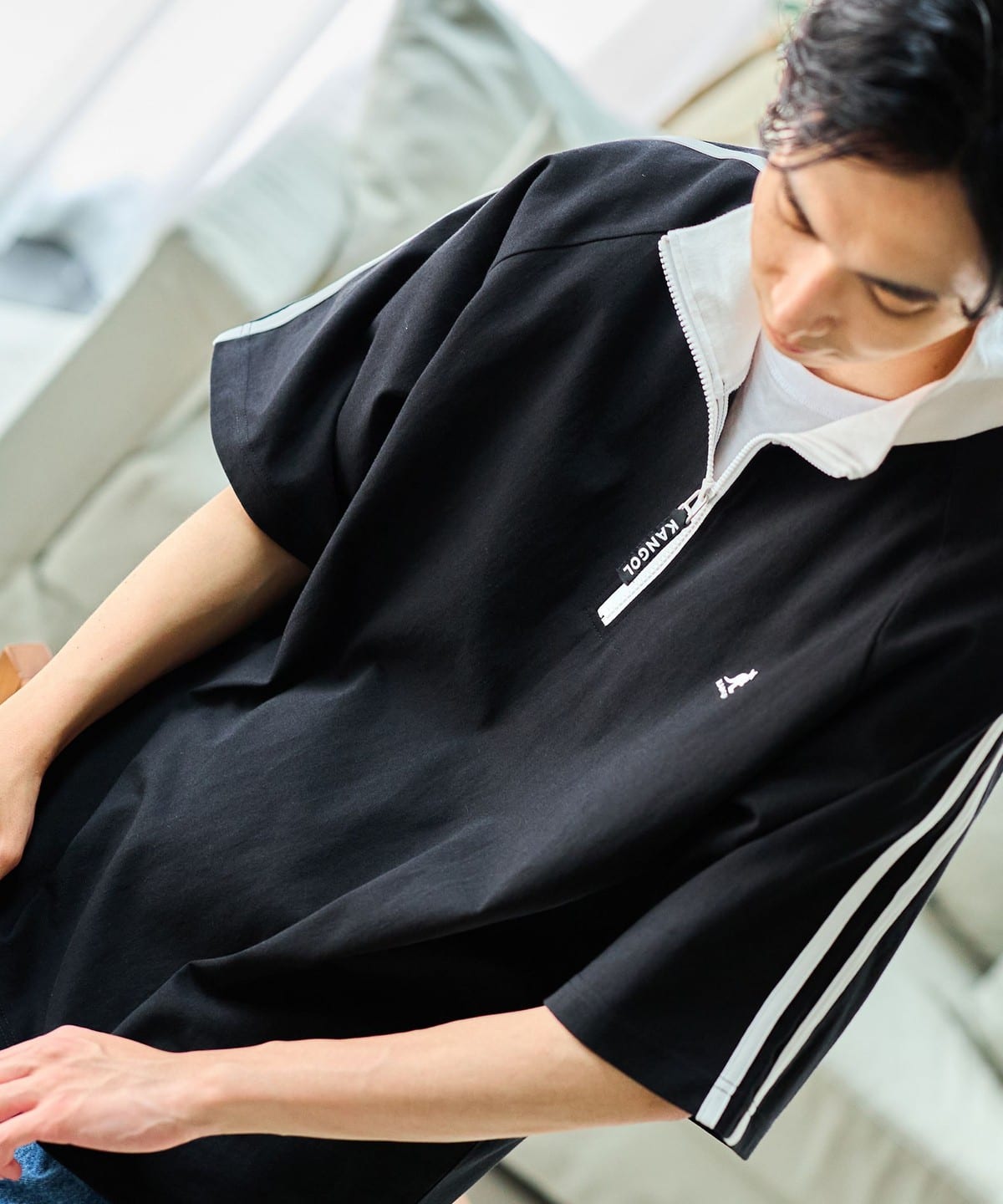 【EXCLUSIVE】KANGOL カンゴール / ハーフジップ ショートスリーブ Tシャツ Tシャツ・カットソー MEN BLACK L 【EXCLUSIVE】KANGOL カンゴール / ハーフジップ ショートスリーブ Tシャツ Tシャツ・カットソー MEN BLACK L