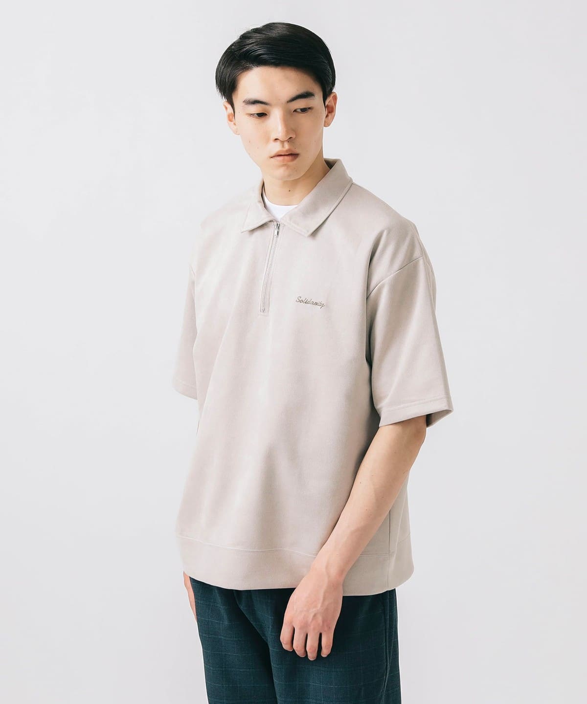 【6/19新規値下げ】フェイクスウェード ハーフジップ プルオーバー シャツ・ブラウス MEN BEIGE S 【6/19新規値下げ】フェイクスウェード ハーフジップ プルオーバー シャツ・ブラウス MEN BEIGE S
