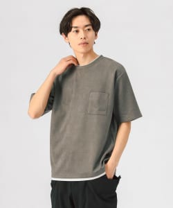 フェイクスウェード レイヤード ショートスリーブ Tシャツ