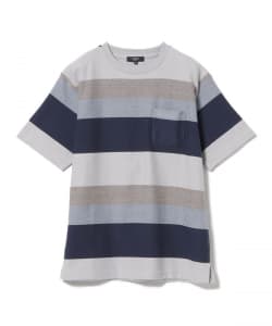 クレープ ボーダー ポケット Tシャツ