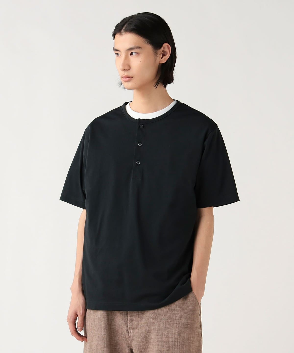 BEAMS HEART（ビームス ハート）トリコット 3B ヘンリーネック（T