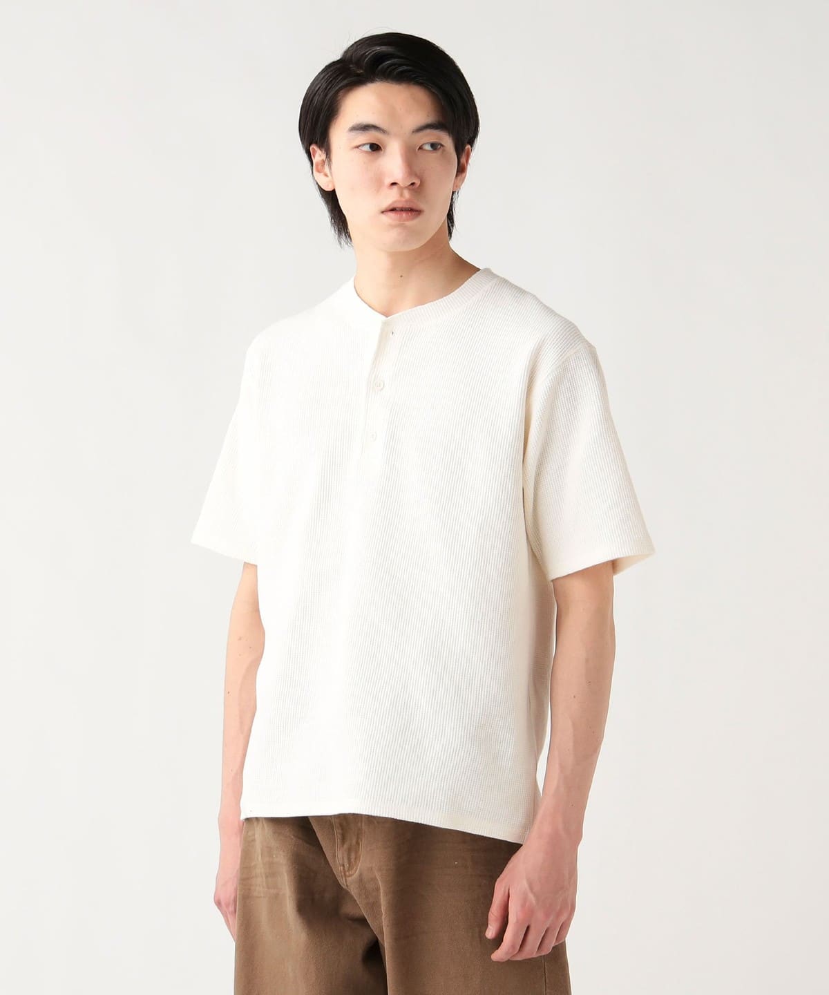 BEAMS HEART（ビームス ハート）ワッフル 3B ヘンリー Tシャツ（T