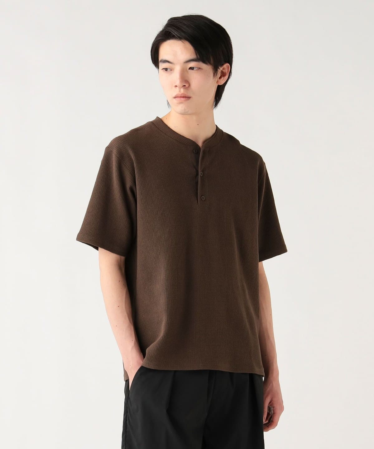Visvim ビズビム ワッフルカットソー　ブラウン BEAMS HEART（ビームス ハート）ワッフル 3B ヘンリー Tシャツ（T