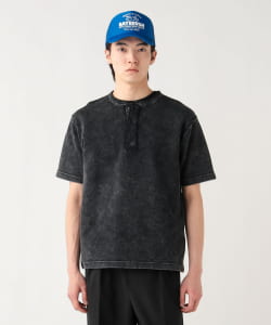 加工 ワッフル ヘンリーネック ショートスリーブ Tシャツ