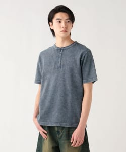 加工 ワッフル ヘンリーネック ショートスリーブ Tシャツ